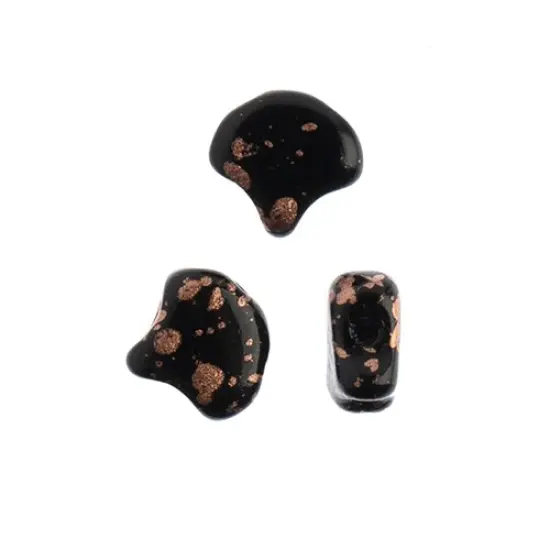 John Bead Czech Glass Splash Ginko Beads, 50g Jet Copper {2}