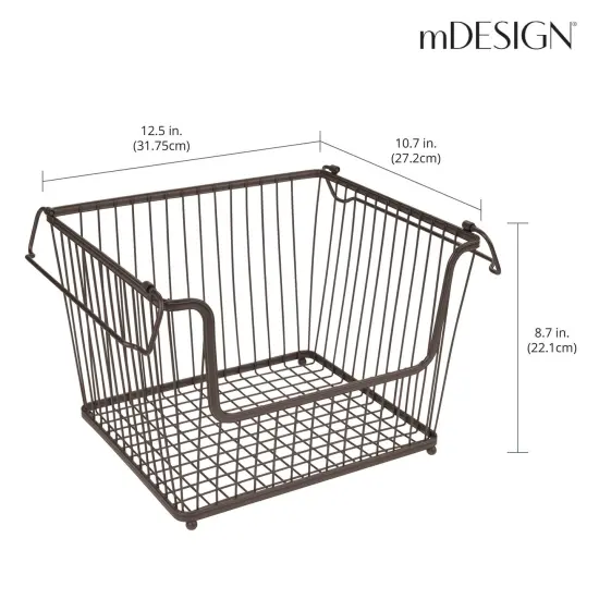 mDesign Stackable Storage Basket with Handles, 6 Pack {3}