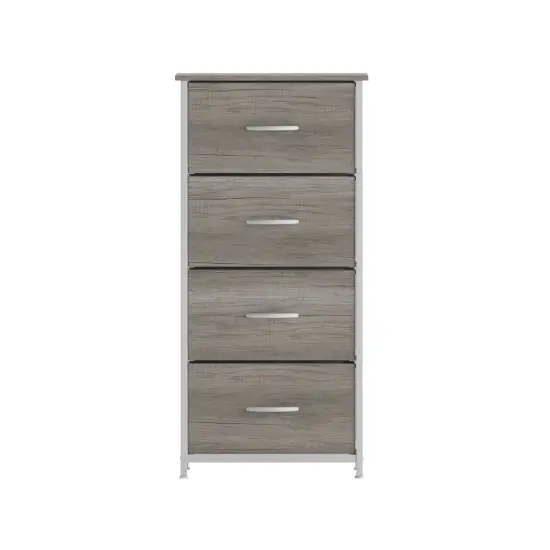 Emma and Oliver Marley 4 Drawer Storage Dresser with Cast Iron Frame, Wood Top and Easy Pull Engineered Wood Drawers with Wooden Handles LightNatDrawer/White {3}