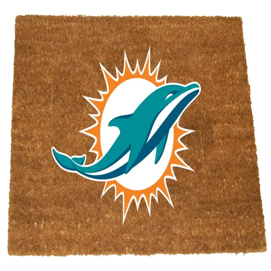 The Memory Company NFL Miami Dolphins Rectangular Coir Door Mat 29.5" x 19.5" Brown {1}