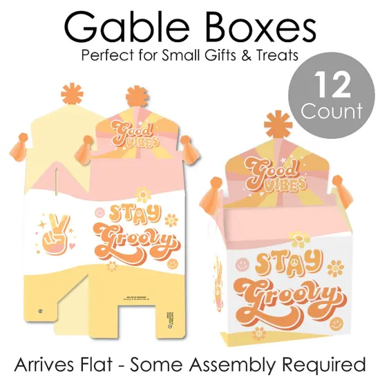 Big Dot of Happiness Stay Groovy - Treat Box Party Favors - Boho Hippie Party Goodie Gable Boxes - Set of 12 {6}