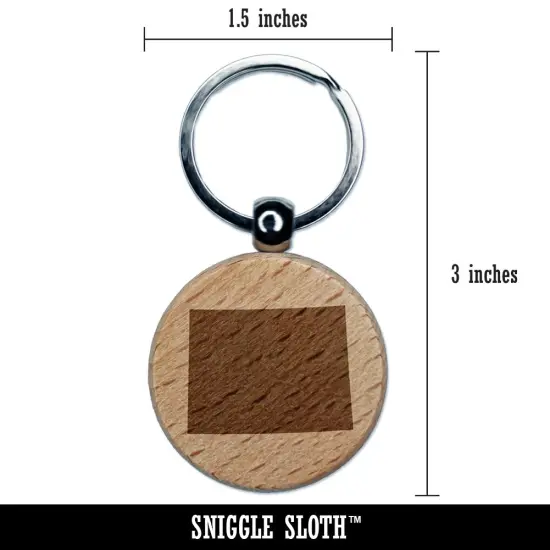 Wyoming State Silhouette Engraved Wood Round Keychain Tag Charm {2}