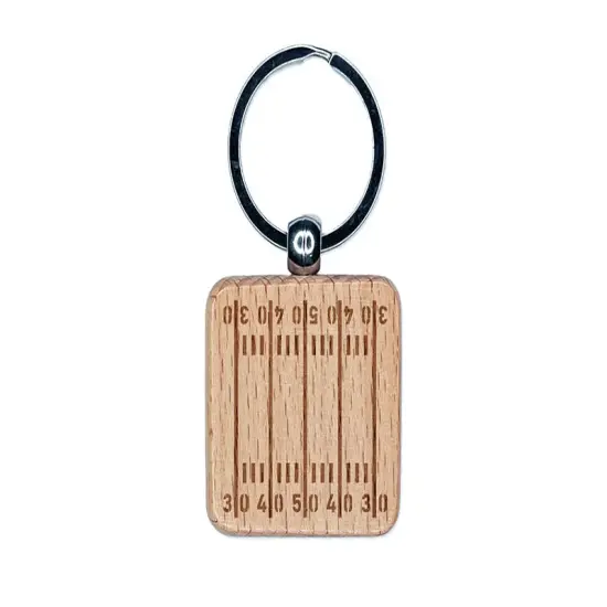 Football Field Yardlines Engraved Wood Square Keychain Tag Charm {1}