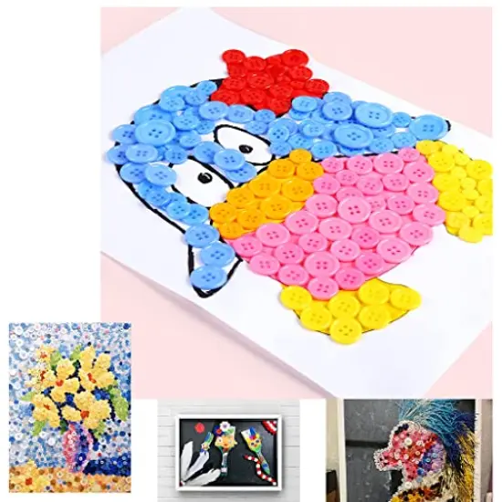 About 330 Resin Buttons of Various Specifications, Handmade Buttons, Sewing DIY Handicraft Buttons, Hand-Painted Decorative Buttons Multicolor Series {3}