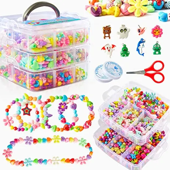 1100 Jewelry Making Kit Includes Scissor, String, Instruction and Accessories for Bracelet Making, Toys for Girls by Inscraft {2}
