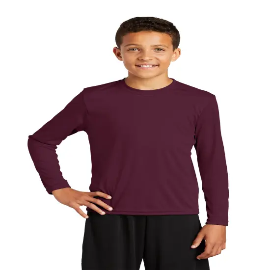 Sport-Tek&reg; Crew Neck Long Sleeve T-Shirt for Youth Maroon {1}