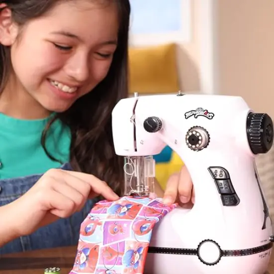 Miraculous Ladybug - Marinette's Mini Sewing Machine For Beginners And Kids, Dual Speed Portable Machine with Miraculous Fabric, Black Mannequin, Superhero Mask Cutouts, And Foot Pedal (Wyncor) {5}