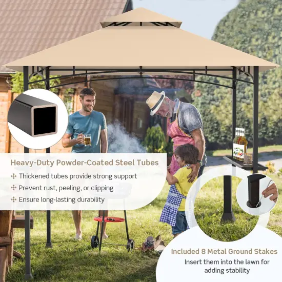 8 x 5 Feet Outdoor Barbecue Grill Gazebo Canopy Tent BBQ Shelter Beige {3}