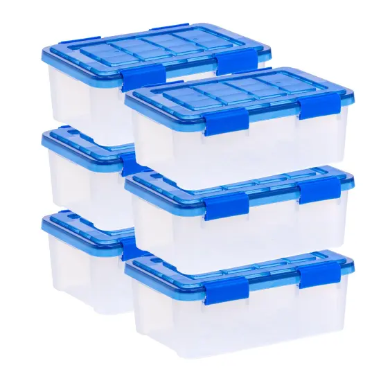 IRIS USA 6Pack 19qt WEATHERPRO Airtight Plastic Storage Bin with Lid and Seal and Secure Latching Buckles {2}