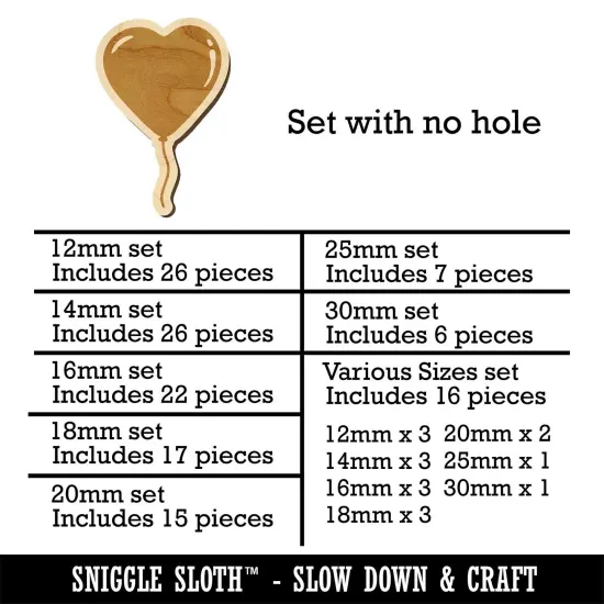 Heart Balloon Valentine's Day Mini Wood Shape Charms Jewelry DIY Craft {1}