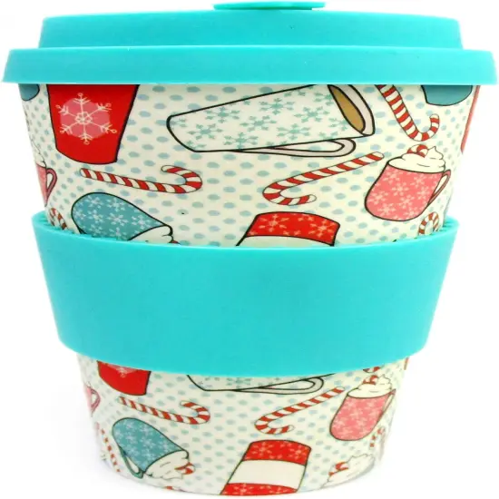 TINYMILLS Eco-Friendly Reusable Plant Fiber Travel Mug with Christmas Coffee Design {1}