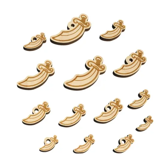 Scimitar Curved Pirate Sword Mini Wood Shape Charms Jewelry DIY Craft {7}