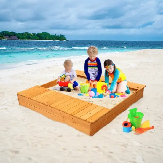 Kids Outdoor Playset Backyard Cedar Sandbox {3}