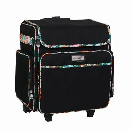 Collapsible Rolling Scrapbook & Featherweight Case, Black & Floral {1}