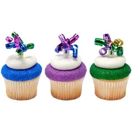Small 5-Color Bright Ribbon DecoPics Cupcake Decoration, 12ct {2}