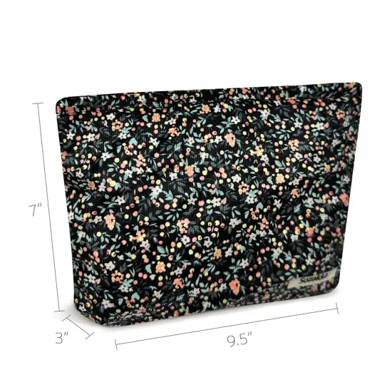 Wrapables Cosmetic Pouch, Makeup and Toiletry Travel Bag, Flowers on Black {2}