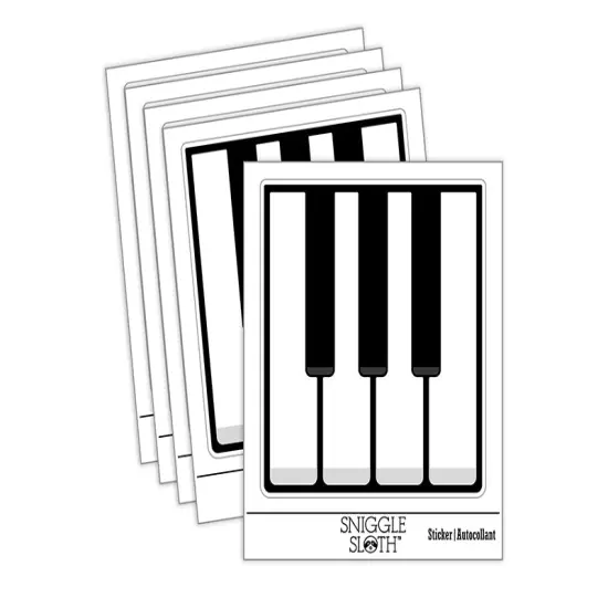 Piano Keys Music Waterproof Vinyl Phone Tablet Laptop Water Bottle Sticker Set - 5 Pack {2}