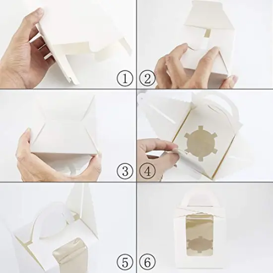 60 Pieces White Single Cupcake Boxes, Clear Window Inserts Handle Cupcake Muffins Cupcake Carriers Pastry Containers Bakery Wrapping Party Favor Packing For Wedding Cupcake Favor Boxes {5}