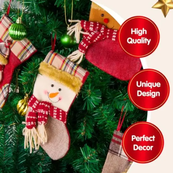 JOYIN 12 Pcs Mini Christmas Stockings 3D Bulk Xmas Stockings Santa Snowman Reindeer Burlap Stockings Holders Treat Bags Christmas Tree Decoration Xmas Party Decors {6}