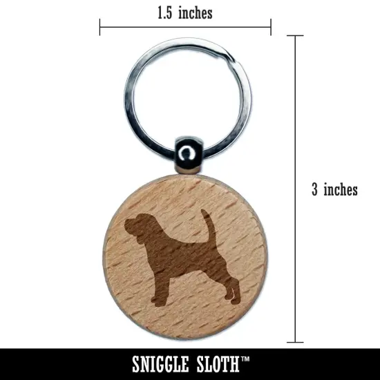 Beagle Dog Solid Engraved Wood Round Keychain Tag Charm {2}