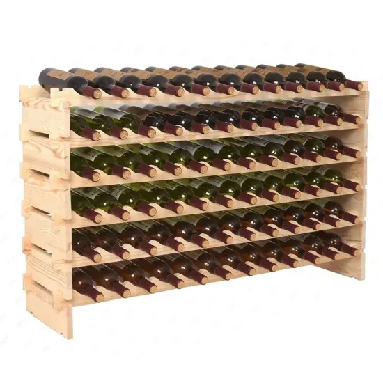 72 Bottles Wine Rack Holder Stackable Storage Solid Wood. {1}
