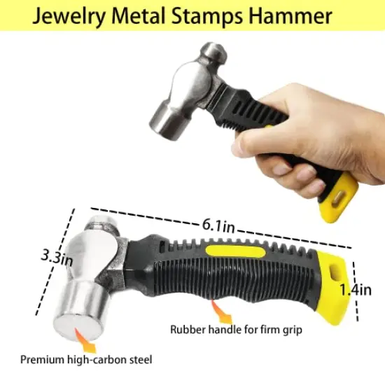 Steel Bench Block and Metal Stamping Hammer Kit, No-Rebound Metal Bench Block, Jewelry Stamping Hammer, Jewelry Metal Stamping Tools for Jewelry Making & Metal Stamping {5}
