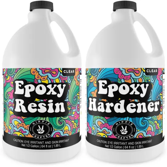 Crystal Clear Epoxy Resin 1 Gallon Kit 2 Part Epoxy Resin for Tumblers, Wood, Table Top, Countertop, Bar & Craft Art, Resin Molds Clear Casting Resin and Hardener Bulk Two Part Resin Epoxy Gallon {1}
