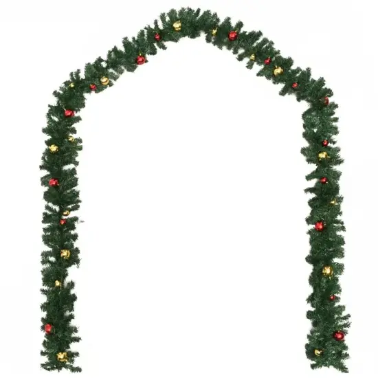 16 ft Christmas Garland Decorated with Baubles {2}