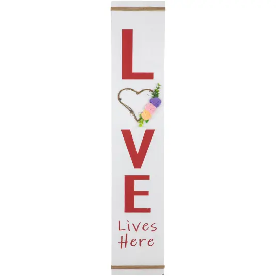 Northlight 39.25" "Love Lives Here" Wooden Valentine's Day Porch Board Sign Decoration White {3}