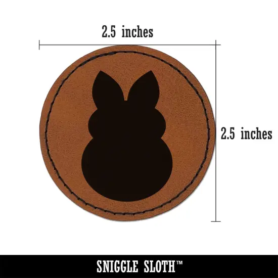 Cute Bunny Rabbit Solid Round Iron-On Engraved Faux Leather Patch Applique - 2.5" Brown {3}