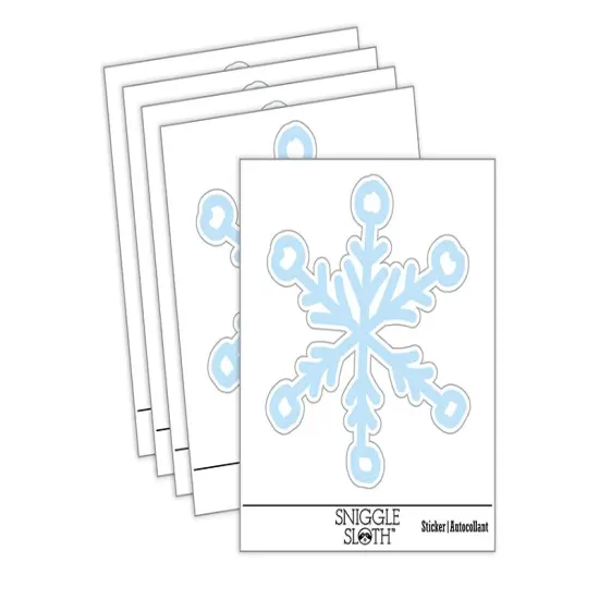 Snowflake Sketch Winter Waterproof Vinyl Phone Tablet Laptop Water Bottle Sticker Set - 5 Pack {1}
