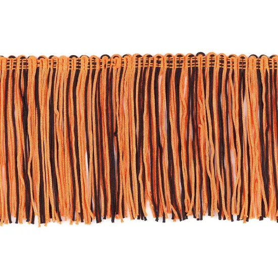 10 Yards of 4" Multicolor Chainette Fringe Trim | 10 yard cut Orange/Black {1}