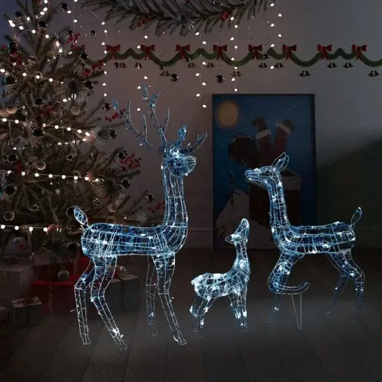 Acrylic Reindeer Family Christmas Decoration with 300 Cold White LEDs {3}