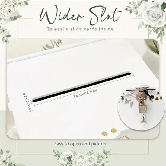 White Wedding Card Box with Lock Eucalyptus DIY Envelope Money Box for Birthday Party Baby Shower Wedding Decor for Reception {2}