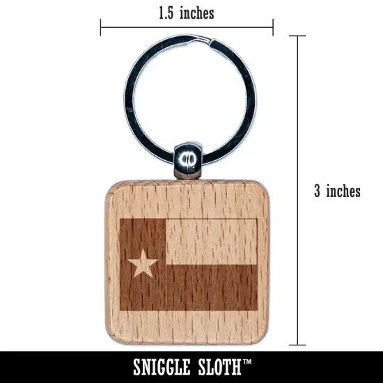Texas State Flag Engraved Wood Square Keychain Tag Charm {2}