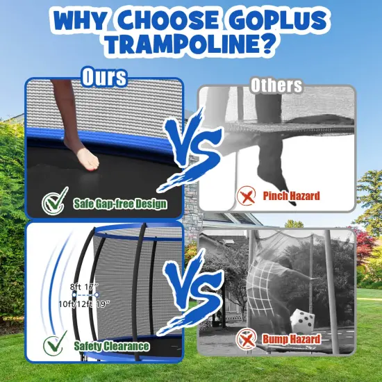 12FT ASTM Approved Recreational Trampoline with Ladder Blue {5}