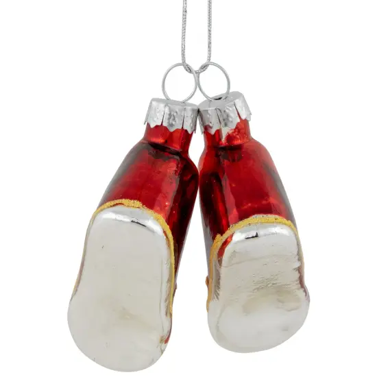 Northlight 2.25" Red and Silver Sneakers Glass Christmas Hanging Ornament {6}