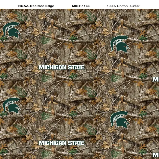Sykel Enterprises-Michigan State University Cotton Fabric-Michigan State Spartans Realtree Camo Cotton Quilting Fabric {1}