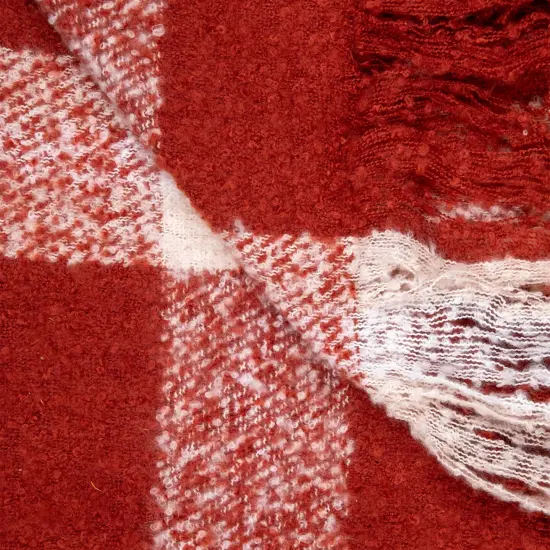 Northlight Red Plaid Woven Fringed Christmas Throw Blanket 50" x 60" {6}