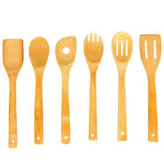 6-piece non-stick bamboo cooking tools. {1}