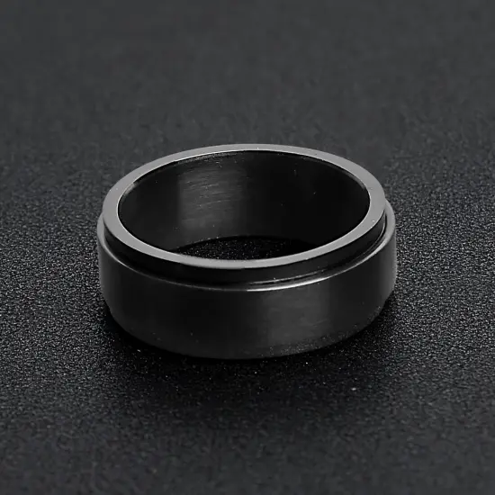 Black Enamel Stainless Steel Spinner Center Ring {4}