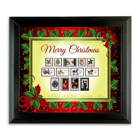 Framed Vintage Christmas Stamps {1}