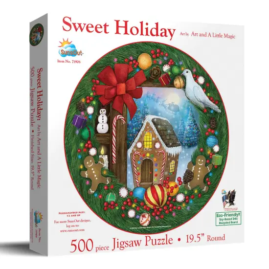 Sunsout Sweet Holiday 500 pc Round Jigsaw Puzzle 71906 {3}