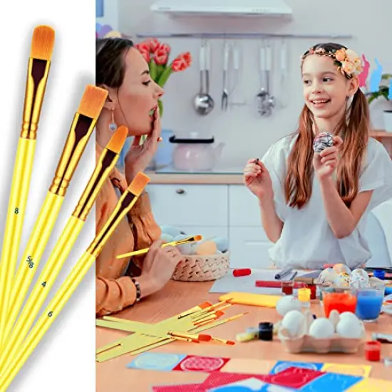 20 Pcs Paint Brushes for Acrylic Painting, Oil Watercolor Acrylic Paint Brush, Artist Paintbrushes for Body Face Rock Canvas, Kids Adult Drawing Arts Crafts Supplies, Yellow {5}