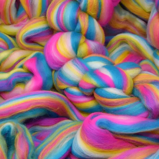 Colorful Designer Merino Wool Combed Top Roving for Spinning and Felting. Limited Edition. Malibu {2}