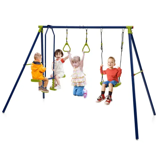 3-in-1 Outdoor Swing Set for Kids Aged 3 to 10 {4}