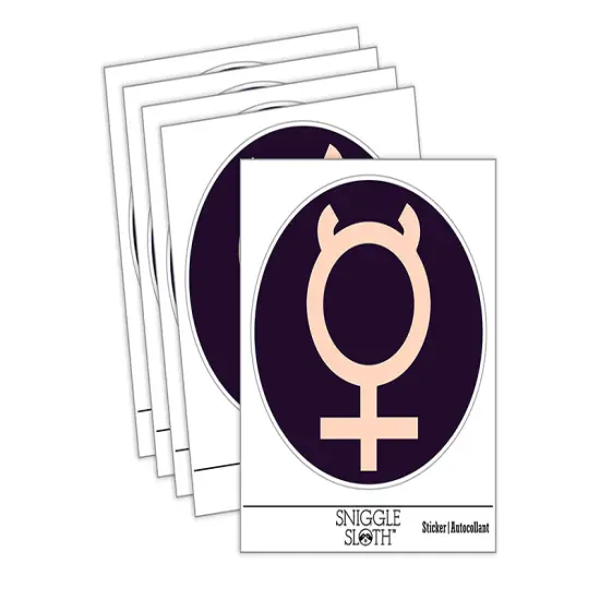 Astronomy Mercury Astrology Planet Symbol Waterproof Vinyl Phone Tablet Laptop Water Bottle Sticker Set - 5 Pack {2}