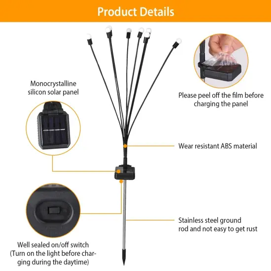 2Pc Solar Firefly Swaying Pathway Lights {4}