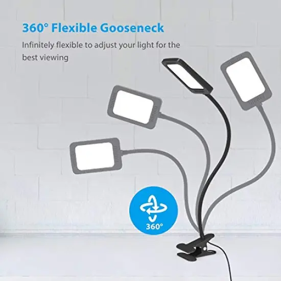 LED Desk Lamp with Clamp, 3-Level Dimmable Desk Light 6000K Daylight, Extra-Long Flexible Gooseneck Clip on Light, Eye-Care Clamp Lamp for Painting, Workbench, Reading or Sewing, Bed Bedside {3}