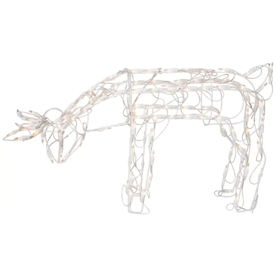 Northlight Lighted Feeding Reindeer Outdoor Christmas Decoration - 25" - Clear Lights White {5}